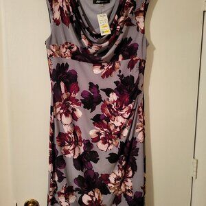 NWT CONNECTED APPAREL Brand Floral Cowl Neck Sleeveless Dress Size (L)